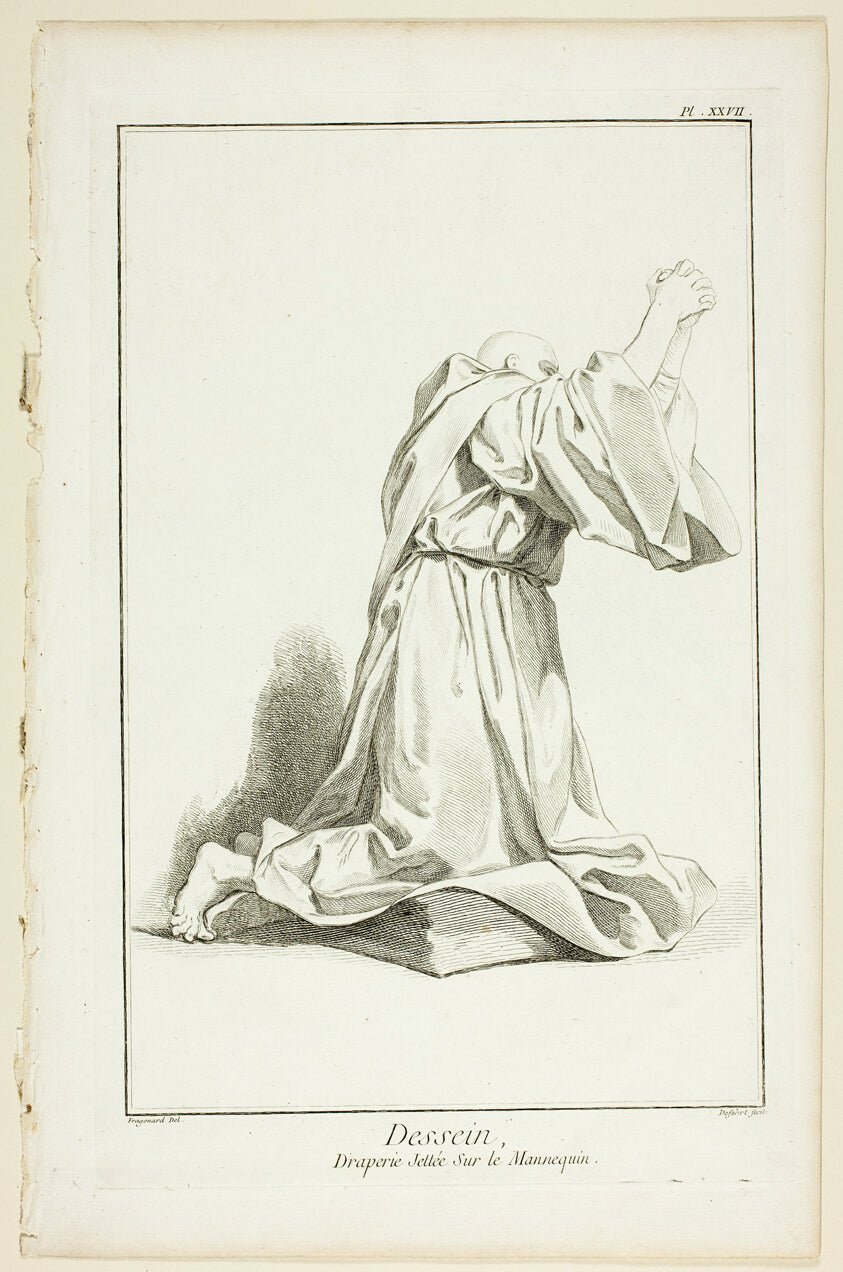 Design by Drapery Arranged On a Model, from Encyclopedie by A. J. Defehrt (French, active 18th century),23x16"( A2 size ) Poster Print