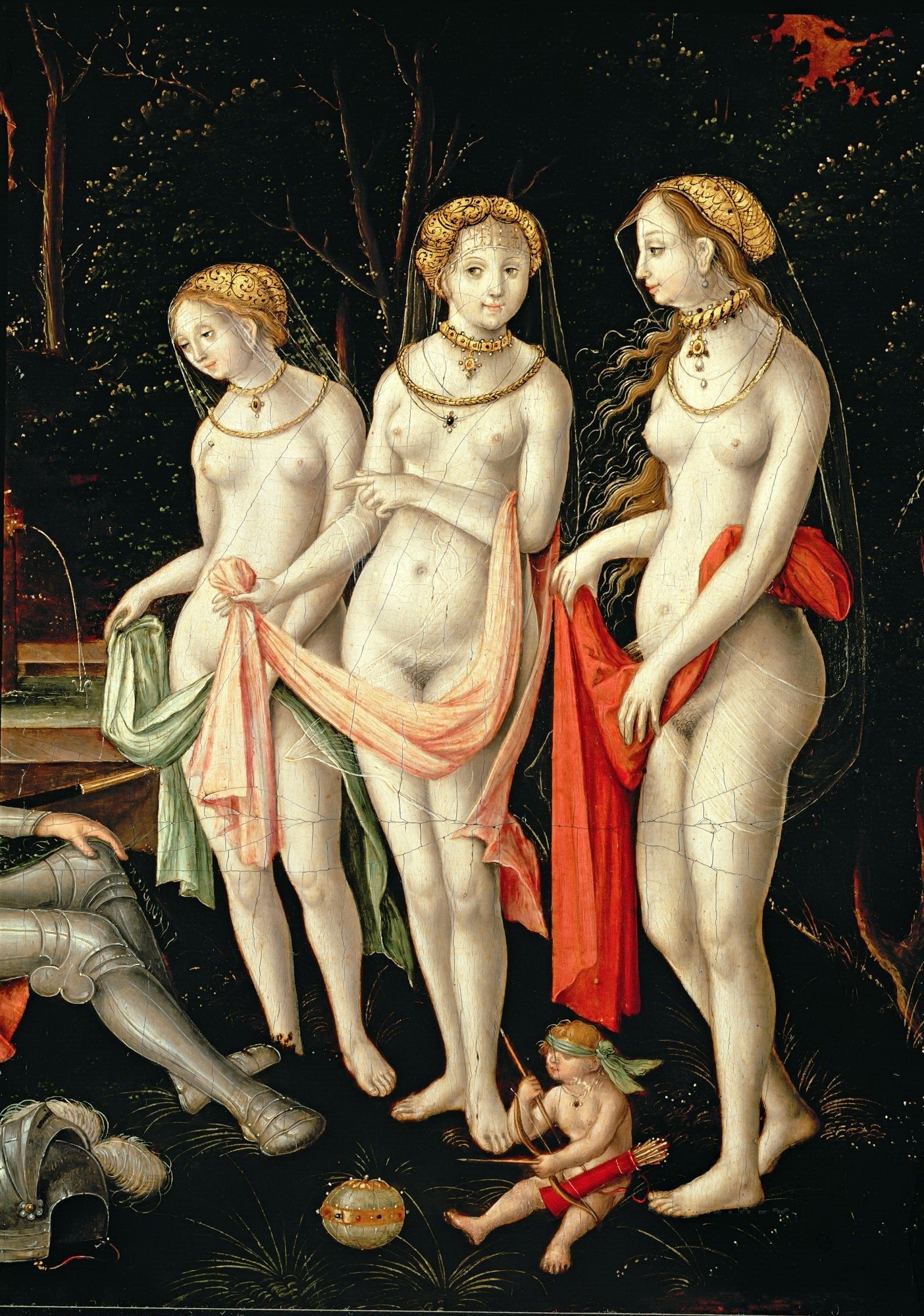 Destruction of Troy and the judgment of Paris , detail - Artemis , Hera and Aphrodite, vintage artwork by Matthias Gerung, A3 (16x12") Poster Print