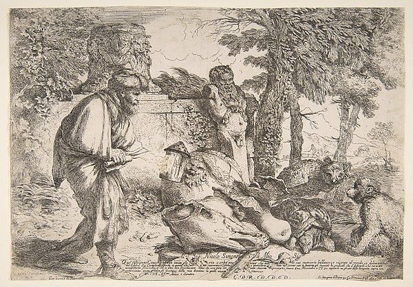 Diogenes searching for a honest man c1645–47-Giovanni Benedett, vintage art, A3 (16x12") Poster Print