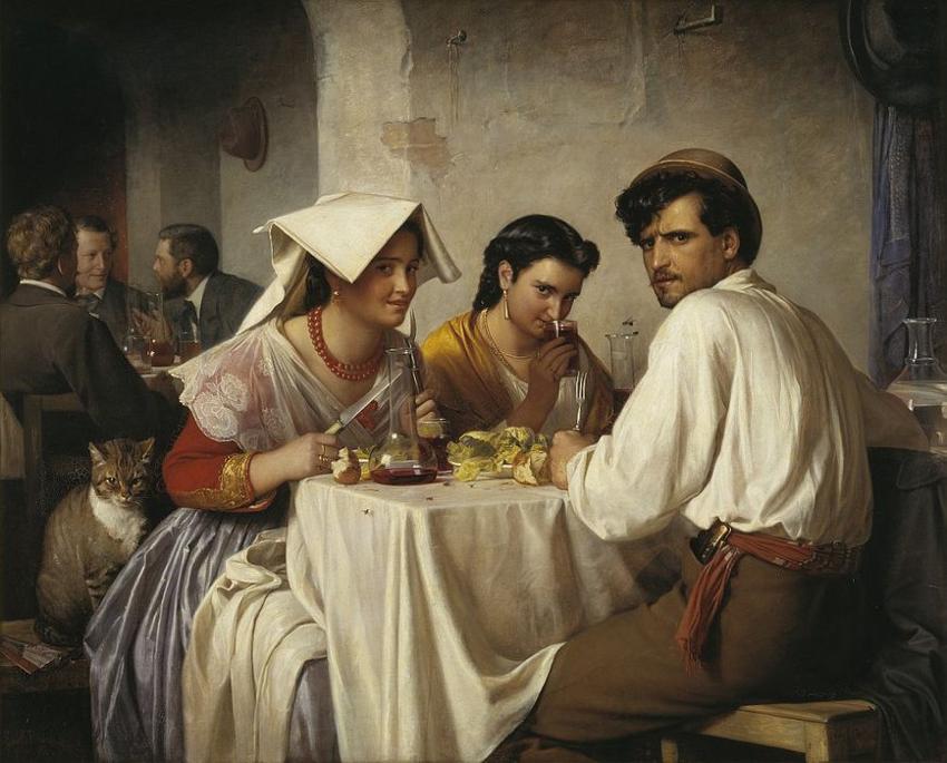 In a Roman Osteria (Fra et romersk osteria), vintage artwork by Carl Heinrich Bloch, 12x8" (A4) Poster