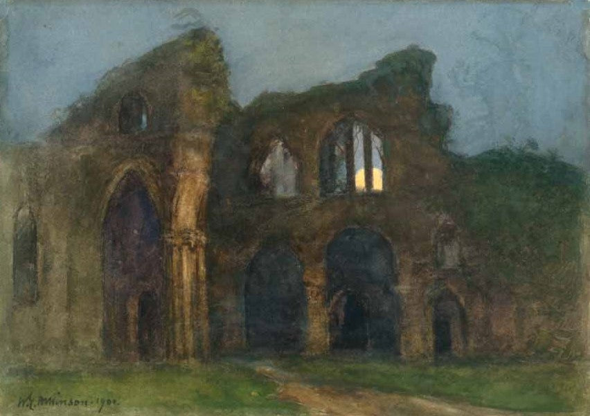 Building with Moonlight, vintage artwork by William Edwin Atkinson, 12x8" (A4) Poster
