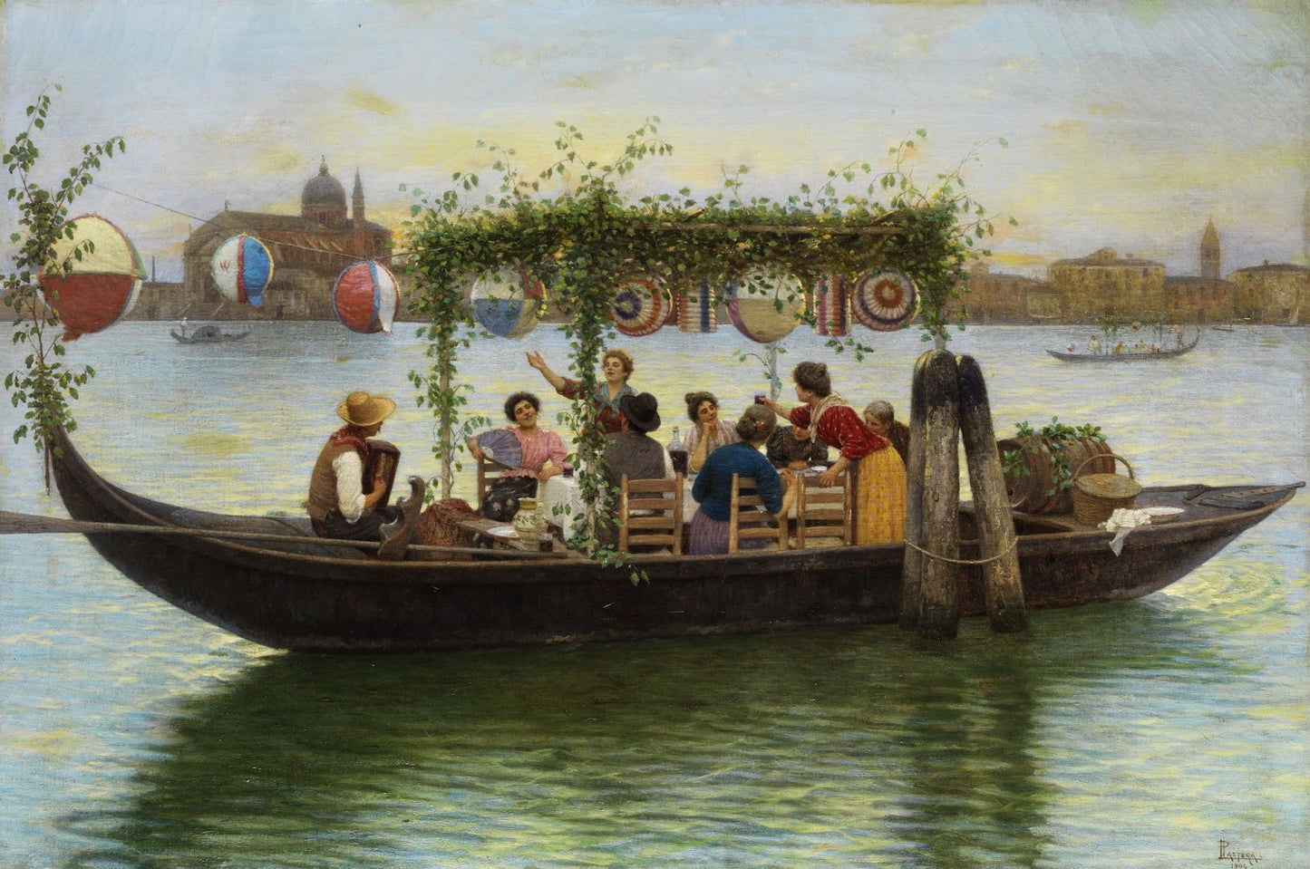 At the feast of the Redeemer, vintage artwork by Luigi Pastega, 12x8" (A4) Poster