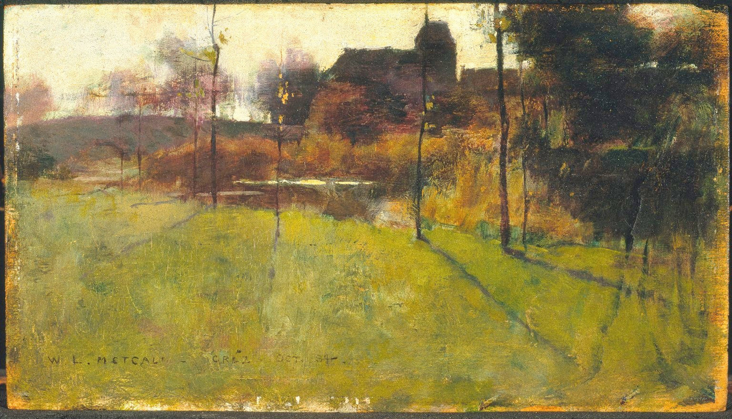 Afternoon by the River at Grez, vintage artwork by Willard Leroy Metcalf, 12x8" (A4) Poster