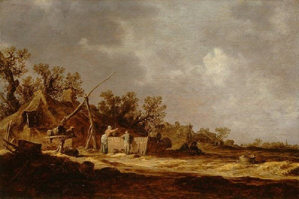 Farms, vintage artwork by Jan van Goyen, 12x8" (A4) Poster