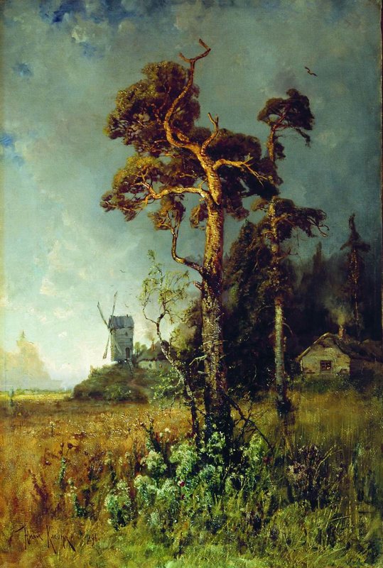 Pine Trees, vintage artwork by Julius Klever, 12x8" (A4) Poster