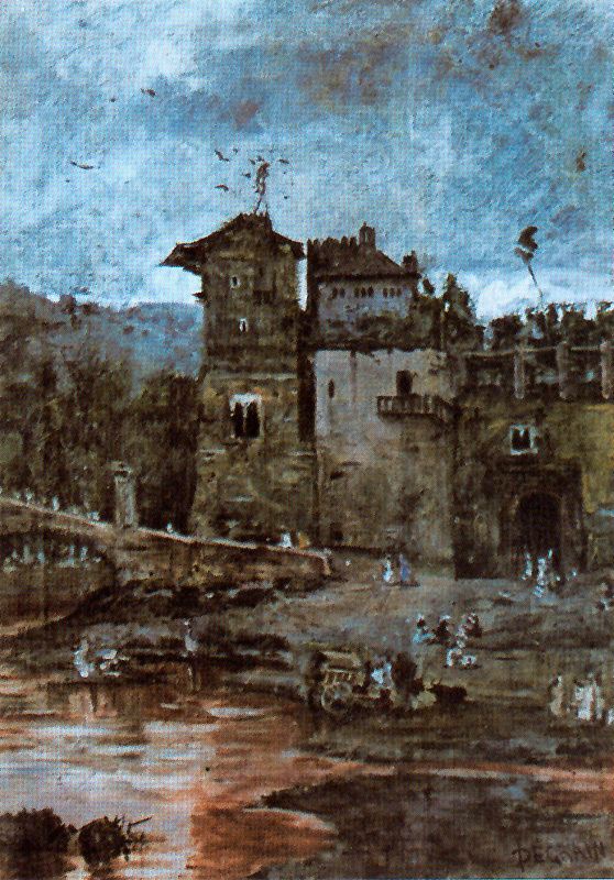 El Alcazaba de Malaga, vintage artwork by Antonio Muñoz Degrain, 12x8" (A4) Poster