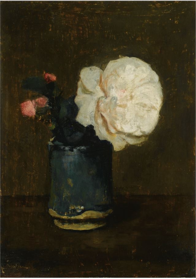 Still Life with Roses in a Green Vase, vintage artwork by Floris Arntzenius, 12x8" (A4) Poster