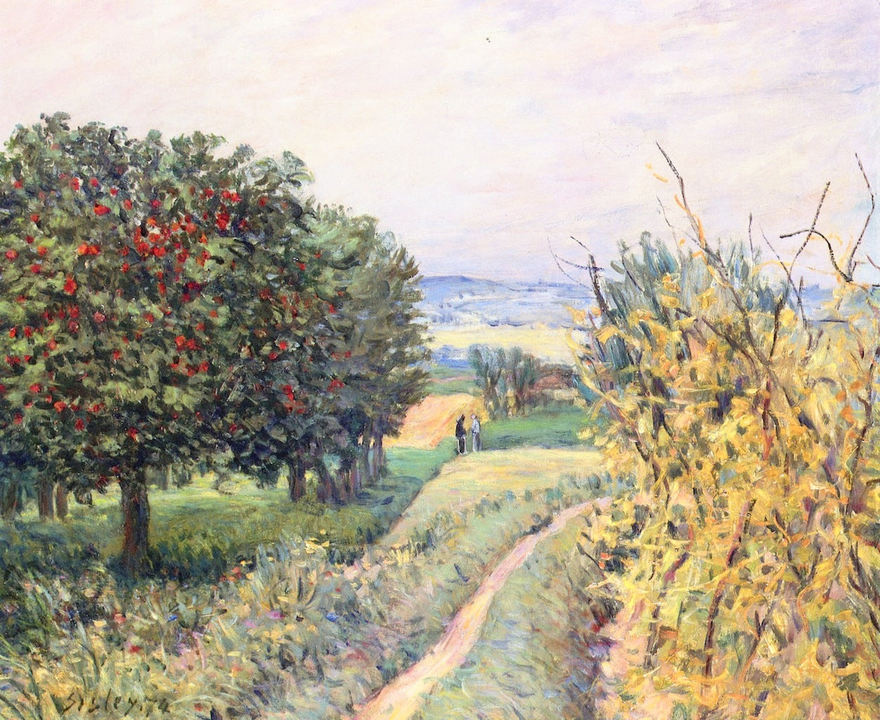 Among the Vines near Louveciennes, vintage artwork by Alfred Sisley, 12x8" (A4) Poster