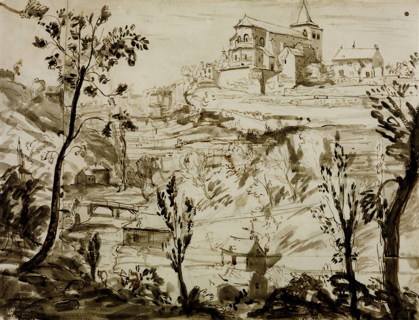 Bozouls, near Rodez, vintage artwork by James Dickson Innes, 12x8" (A4) Poster