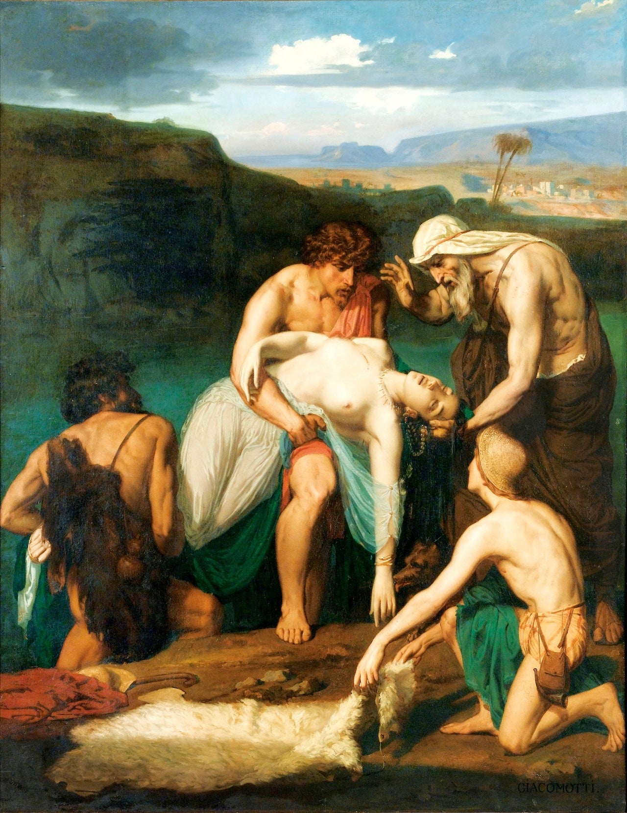 Zenobia Discovered by Shepherds on the Banks of the Araxes, vintage artwork by Felix-Henri Giacomotti, 12x8" (A4) Poster