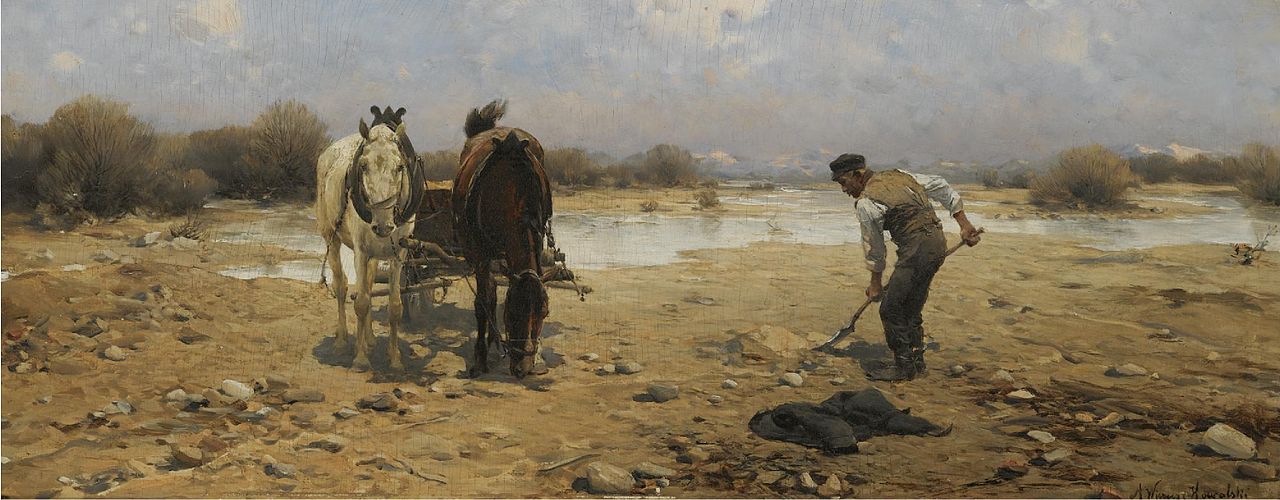 The Sand Digger, vintage artwork by Alfred von Wierusz-Kowalski, 12x8" (A4) Poster