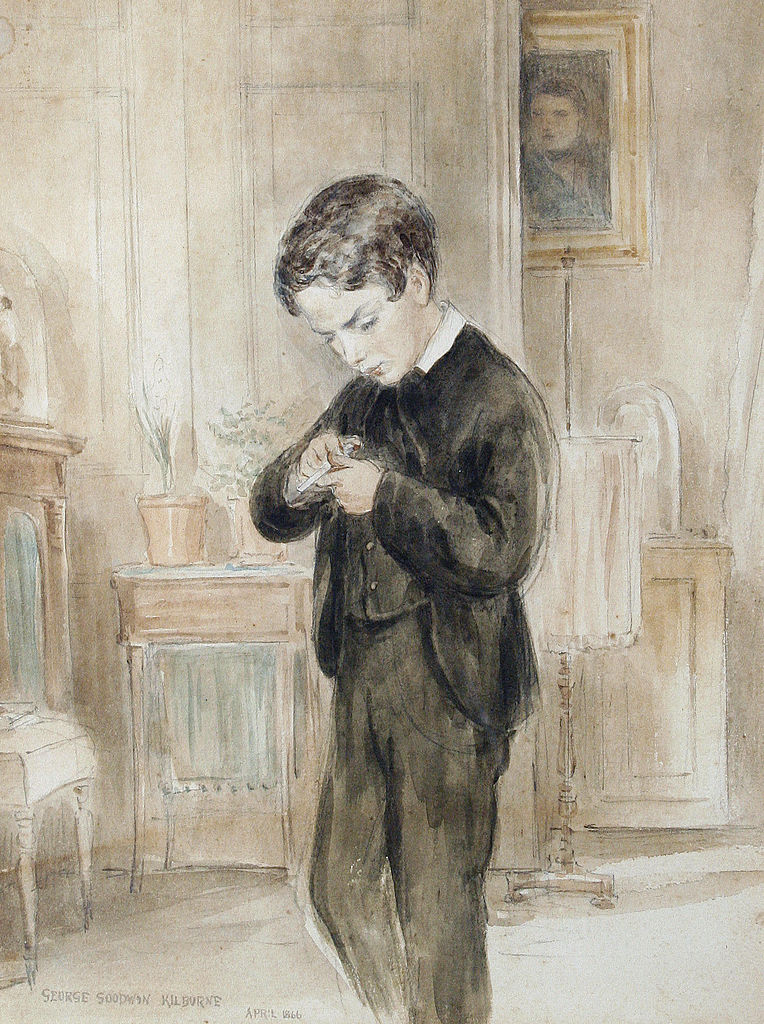 Eton schoolboy, vintage artwork by George Goodwin Kilburne, 12x8" (A4) Poster
