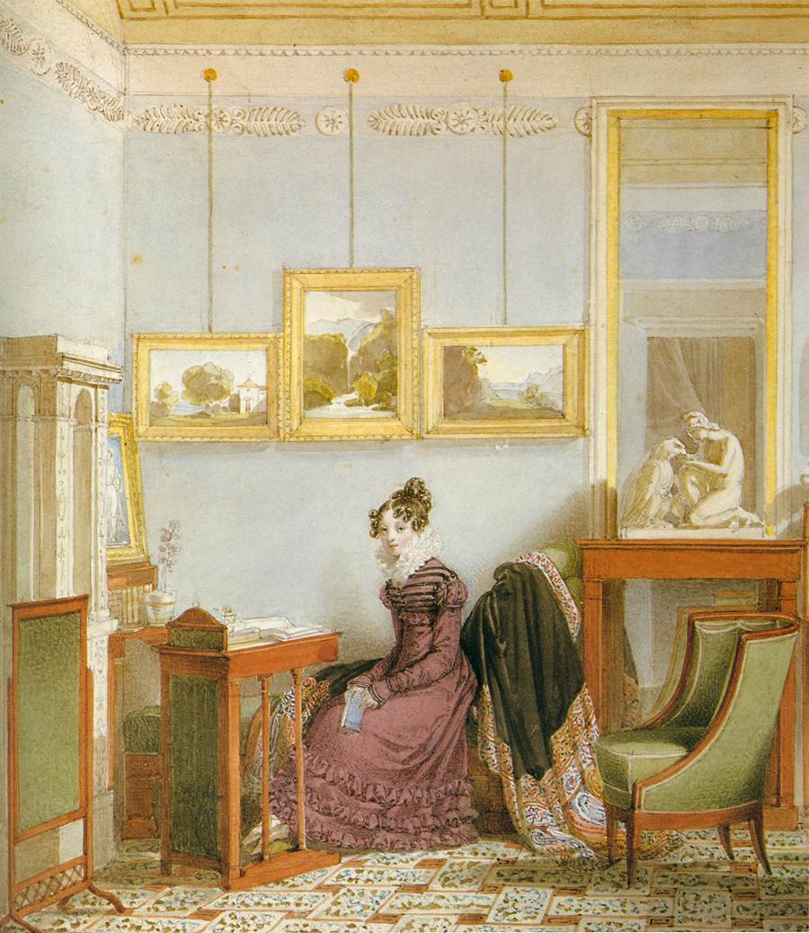 Woman at her Writing Desk, vintage artwork by Johann Nepomuk Ender, A3 (16x12") Poster Print