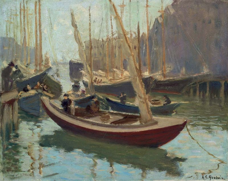 Boats at T Wharf by Arthur Clifton Goodwin,A3(16x12")Poster