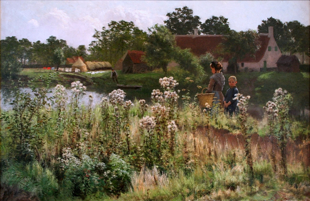 The River Lys at Astene, vintage artwork by Emile Claus, 12x8" (A4) Poster