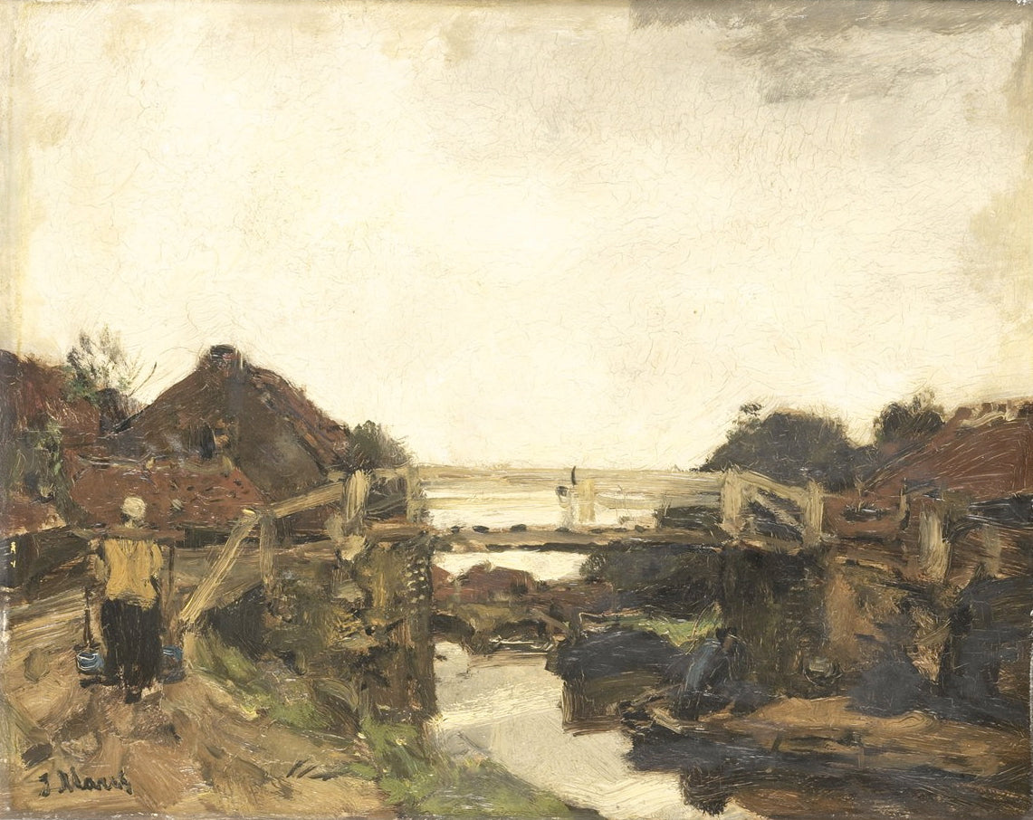 Het houten bruggetje, vintage artwork by Jacob Maris, 12x8" (A4) Poster