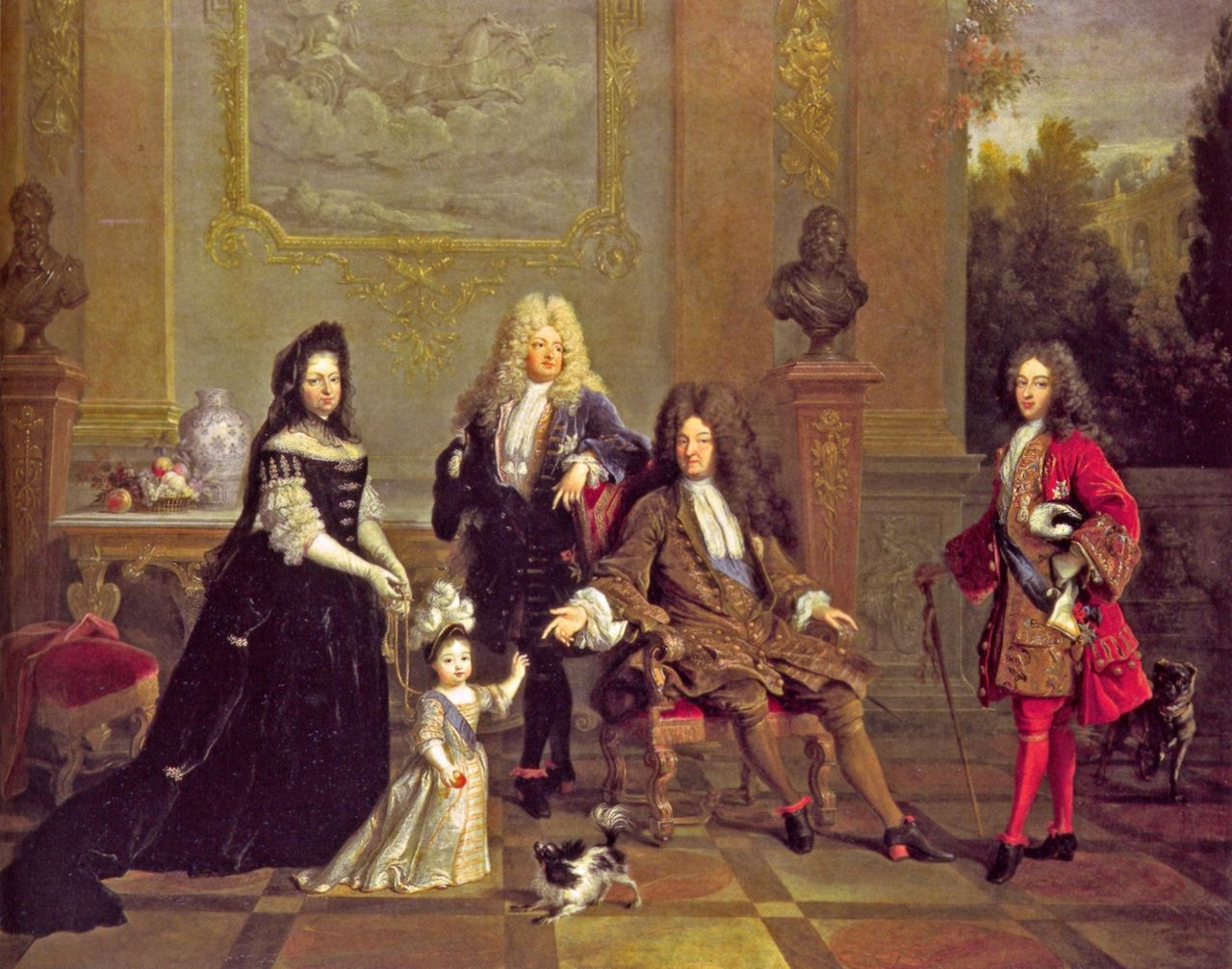 Louis XIV and His Family, vintage artwork by Nicolas de Largillière, 12x8" (A4) Poster