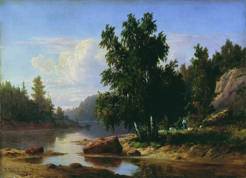 Finnish Landscape, vintage artwork by Pavel Dzhogin, 12x8" (A4) Poster