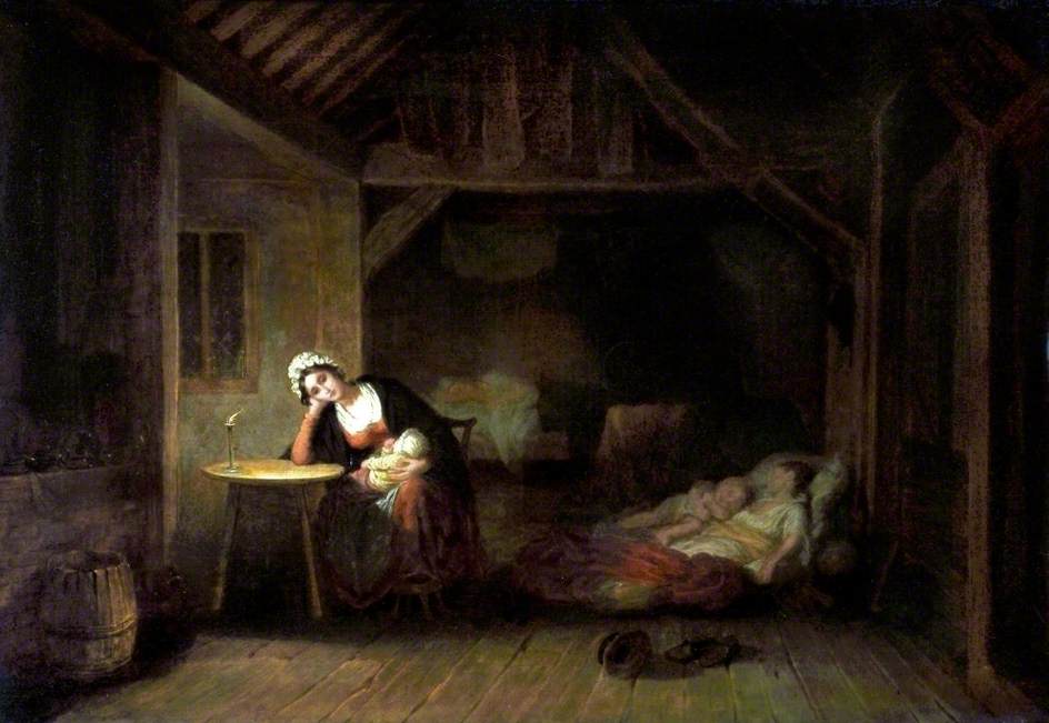 The Progress of Intemperance: The Expectant Wife, vintage artwork by Edward Villiers Rippingille, A3 (16x12") Poster Print