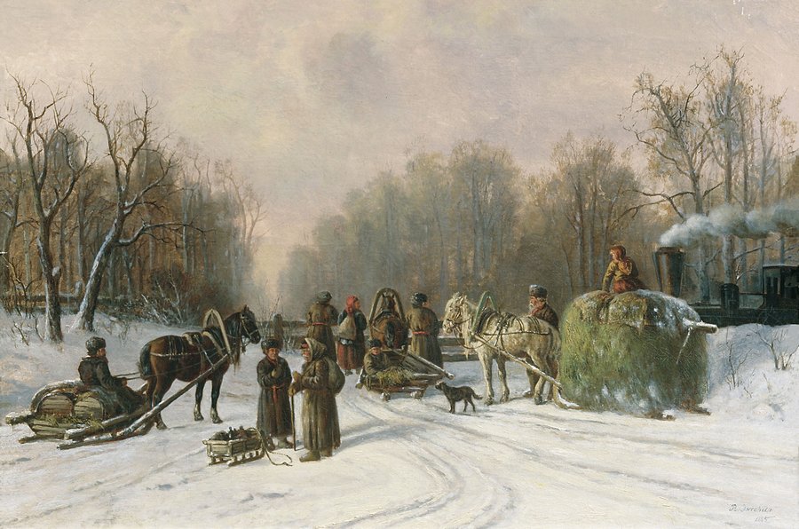 The Railway Crossing, vintage artwork by Vasily Ekgorst, 12x8" (A4) Poster