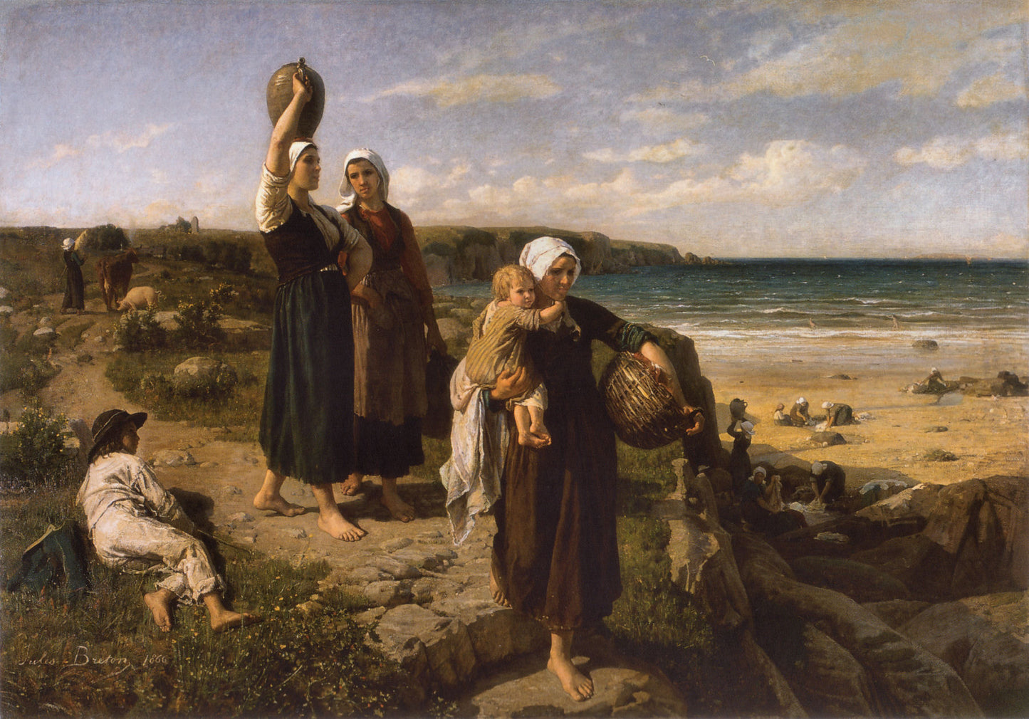 A Spring by the Sea, vintage artwork by Jules-Adolphe Breton, 12x8" (A4) Poster