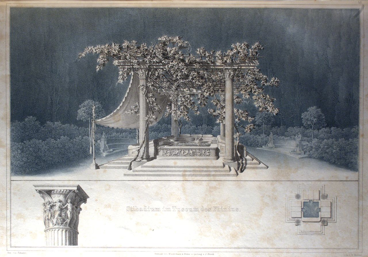 Stibadium of Plinius, vintage artwork by Karl Friedrich Schinkel, 12x8" (A4) Poster