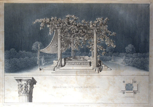 Stibadium of Plinius, vintage artwork by Karl Friedrich Schinkel, 12x8" (A4) Poster