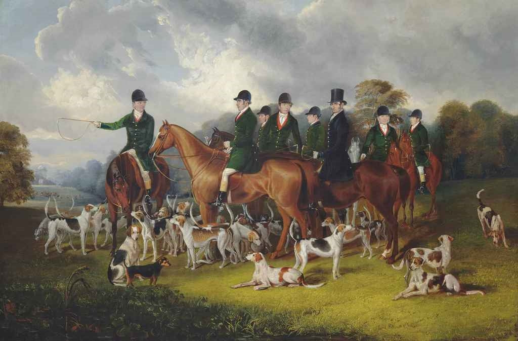 The Beaufort Hunt at Badminton, vintage artwork by Edmund Havell the Younger, A3 (16x12") Poster Print