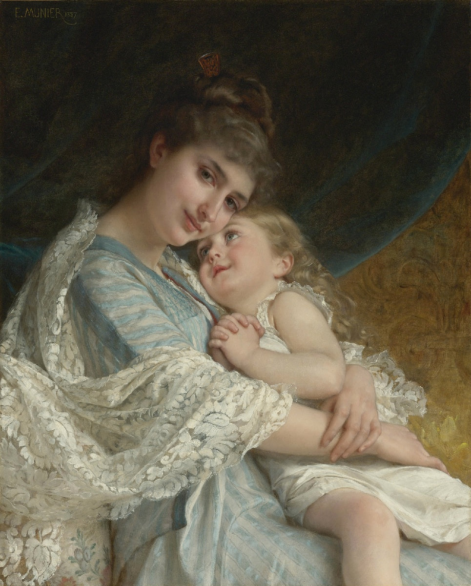 A Tender Embrace, vintage artwork by Émile Munier, 12x8" (A4) Poster