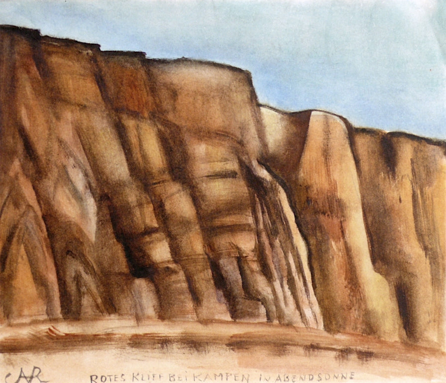 The Red Cliff at Kampen in the Evening Sun, vintage artwork by Anita Ree, 12x8" (A4) Poster