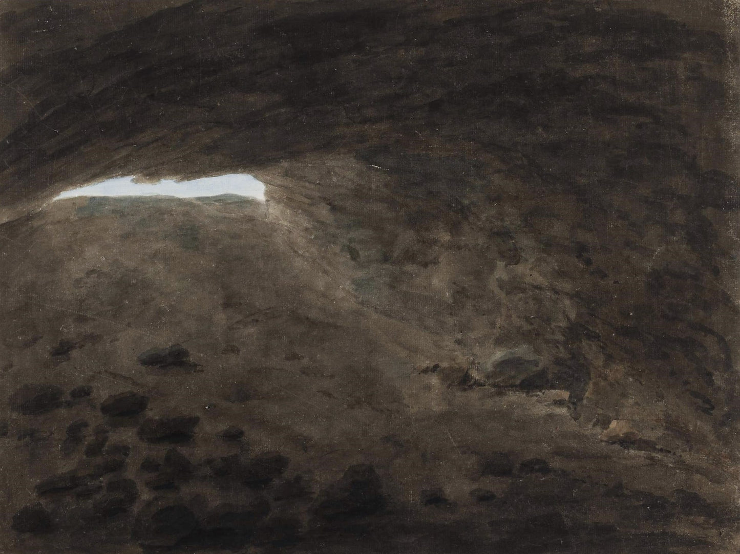 View from inside a cave, vintage artwork by John Robert Cozens, 12x8" (A4) Poster
