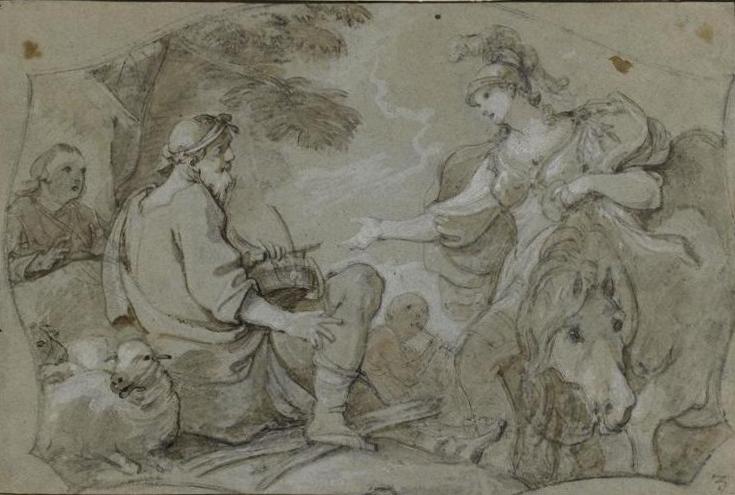 Hermione and the Shepherds, vintage artwork by Charles-Joseph Natoire, 12x8" (A4) Poster