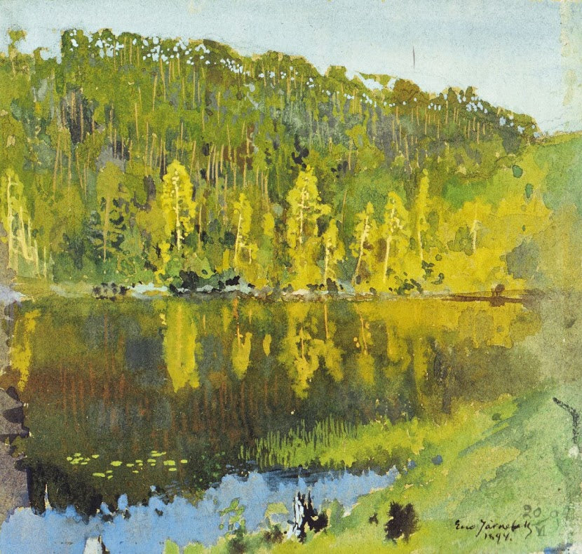 Forest Lake, vintage artwork by Eero Järnefelt, 12x8" (A4) Poster