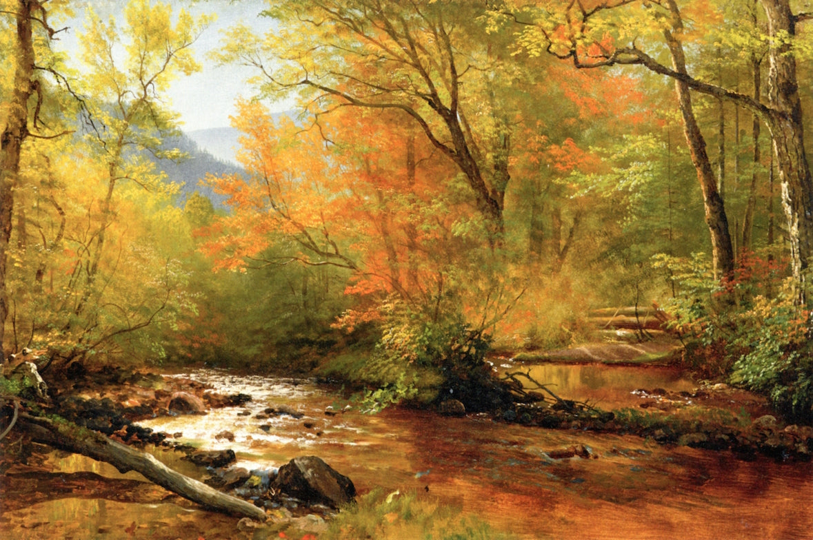 Brook in Woods, vintage artwork by Albert Bierstadt, 12x8" (A4) Poster