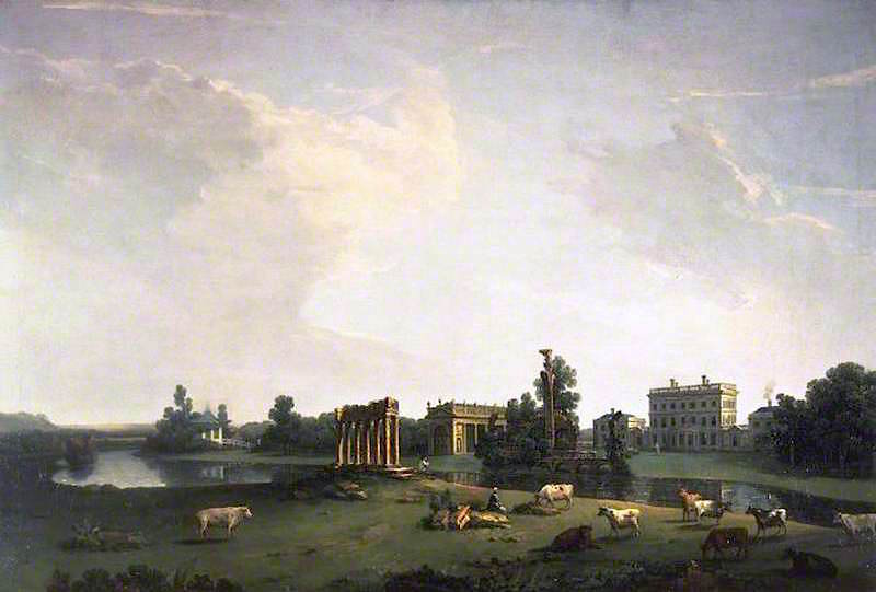 The West Front of Shugborough, vintage artwork by Nicholas Thomas Dall, 12x8" (A4) Poster