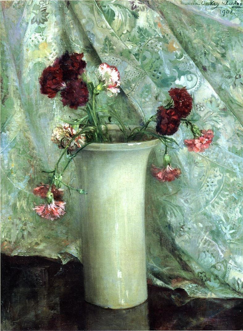 Carnations in a Satsuma Vase, vintage artwork by Maria Oakey Dewing, 12x8" (A4) Poster