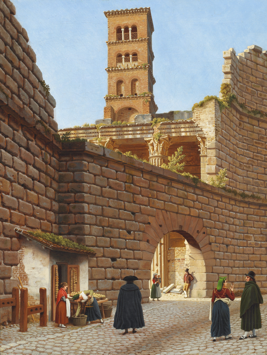 Forum of Nerva, Rome, vintage artwork by Christoffer Wilhelm Eckersberg, 12x8" (A4) Poster