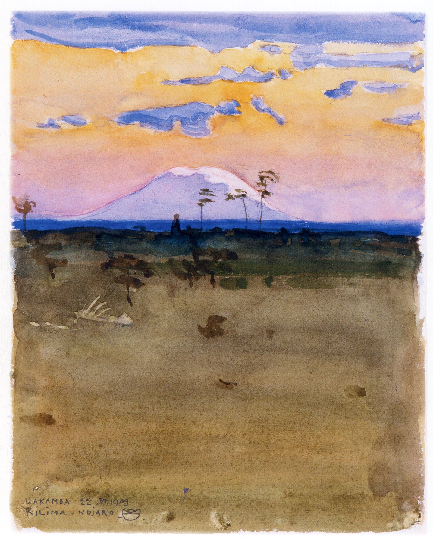 Kilimanjaro at Sunset, vintage artwork by Akseli Gallen-Kallela, 12x8" (A4) Poster