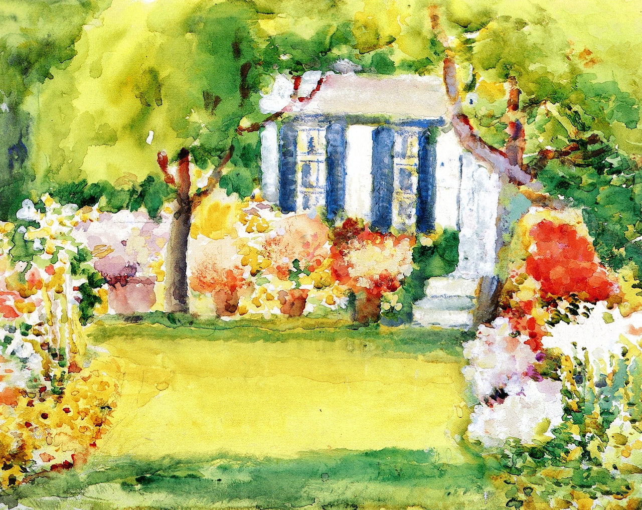 Garden in Bloom, vintage artwork by Annie G. Sykes, 12x8" (A4) Poster