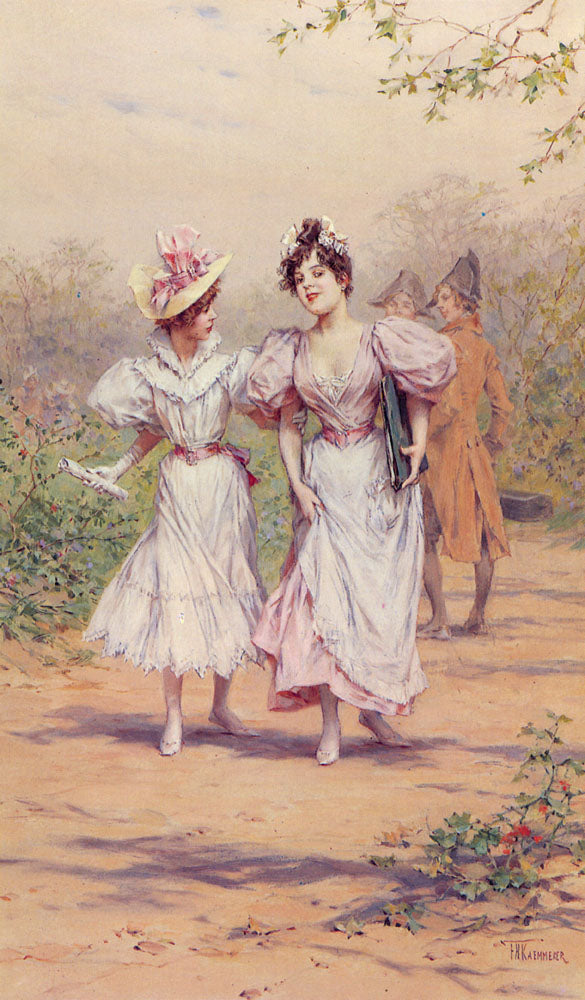 School Belles, vintage artwork by Frederik Henrdik Kaemmerer, 12x8" (A4) Poster