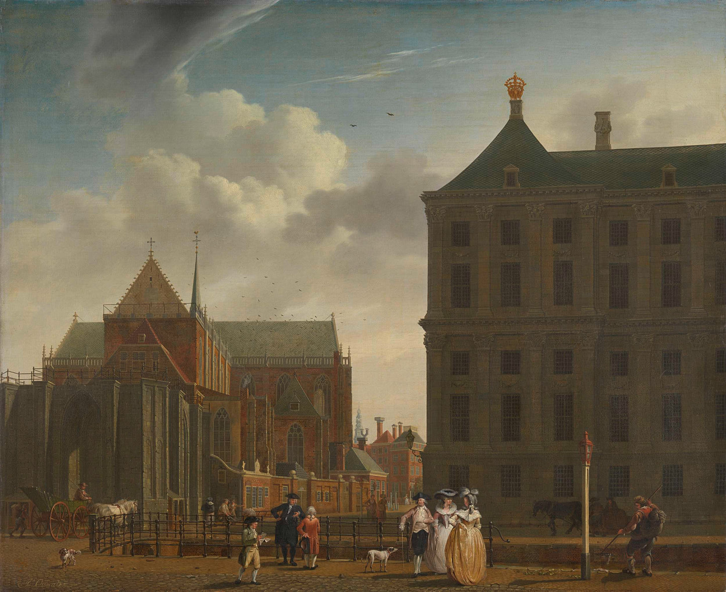 The New Church and the Town Hall on the Dam in Amsterdam, vintage artwork by Isaak Ouwater, 12x8" (A4) Poster