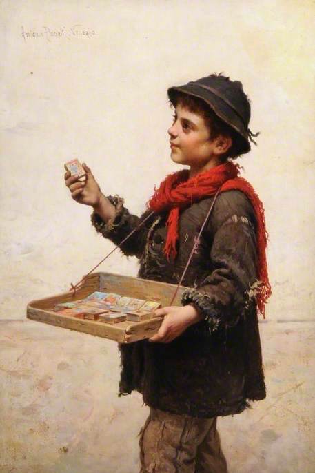 The Match Seller, vintage artwork by Antonio Paoletti, 12x8" (A4) Poster