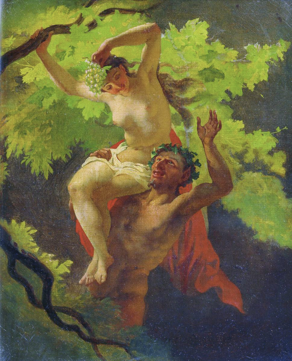 Satyr and Bacchante, vintage artwork by Mikhail Scotti, A3 (16x12") Poster Print