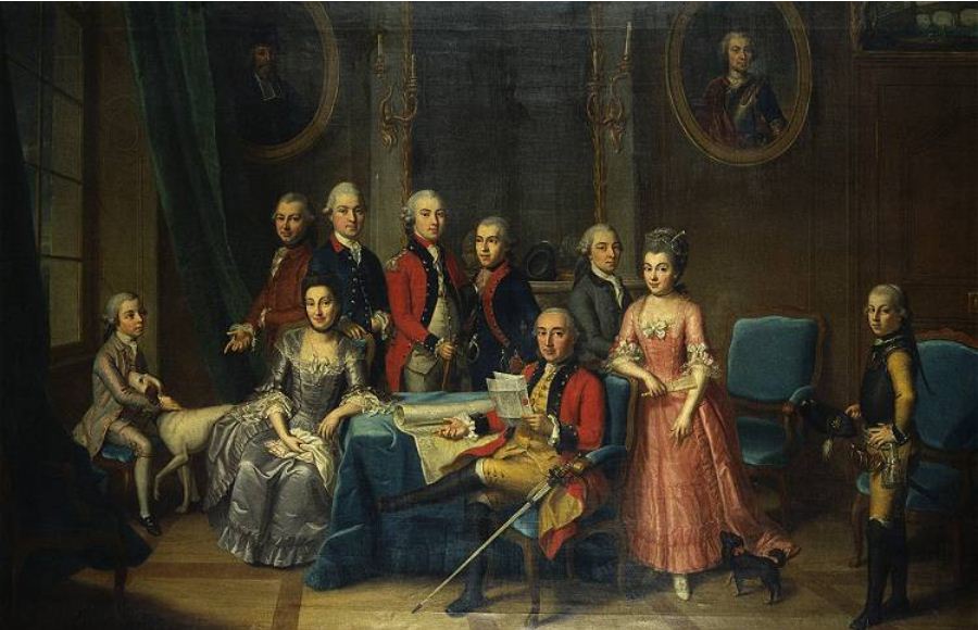 Portrait of Wattenwyl Family, vintage artwork by Emmanuel Jakob Handmann, 12x8" (A4) Poster