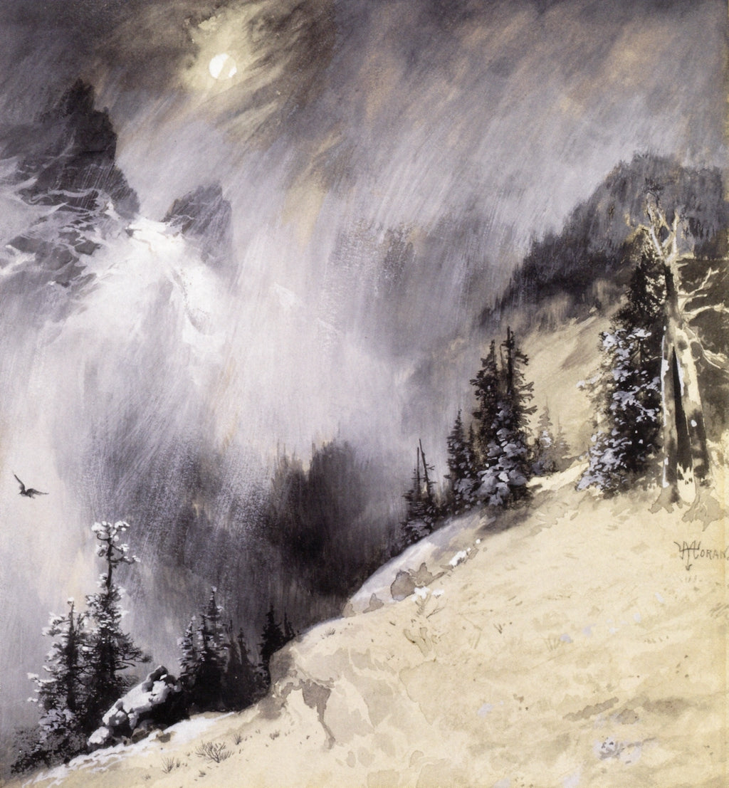 The Falling Flakes, vintage artwork by Thomas Moran, 12x8" (A4) Poster