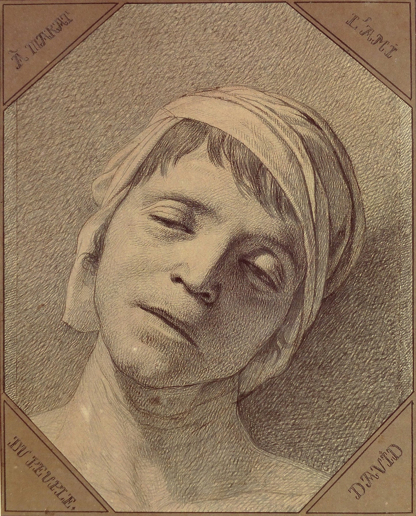 Head of Dead Marat, vintage artwork by Jacques-Louis David, 12x8" (A4) Poster