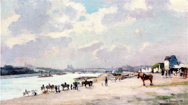 The Banks of the Seine at Bercy, Evening Effect, vintage artwork by Albert Lebourg, 12x8" (A4) Poster