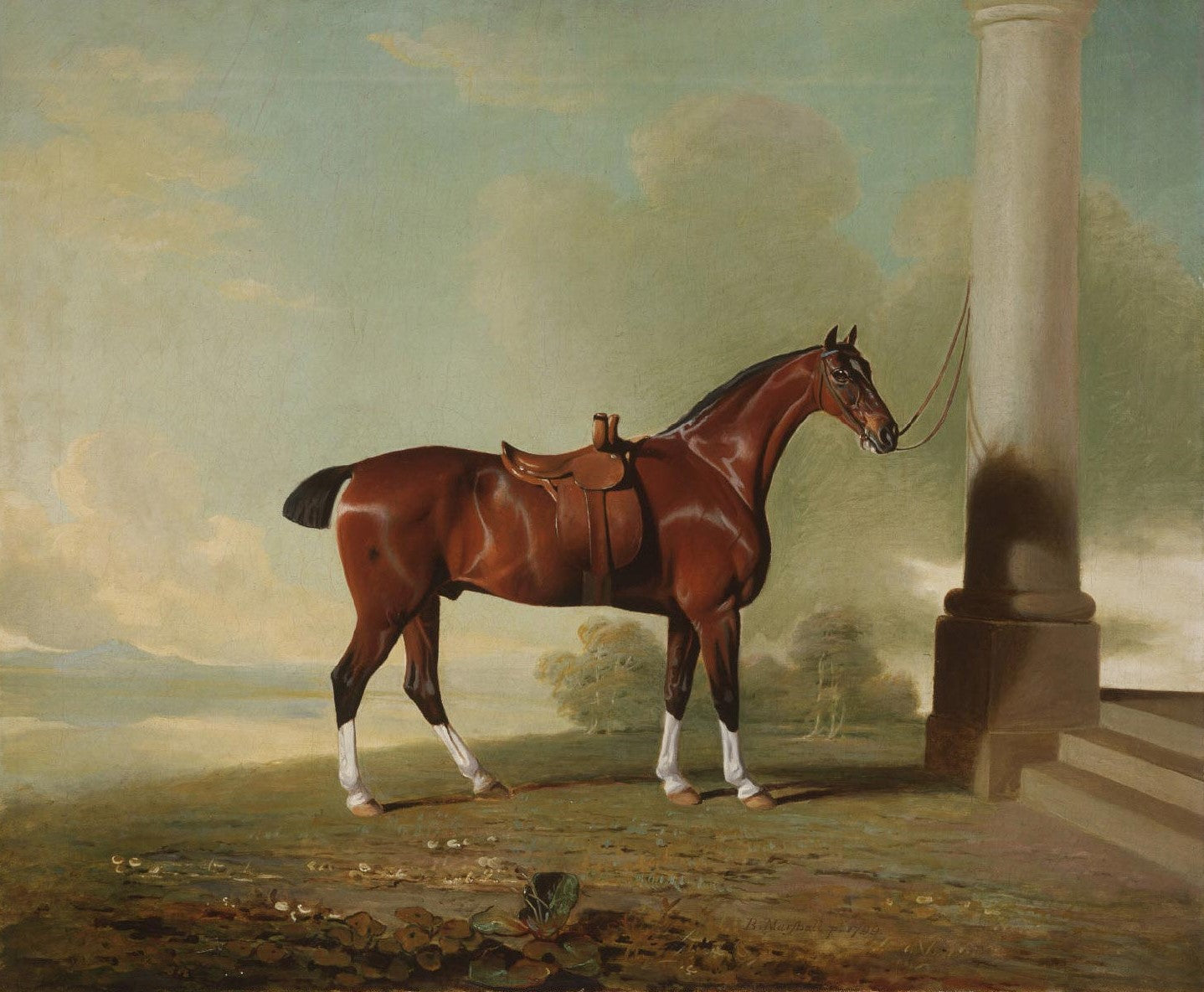 Favorite Chestnut Hunter of Lady Frances Pierrepont, vintage artwork by Benjamin Marshall, 12x8" (A4) Poster