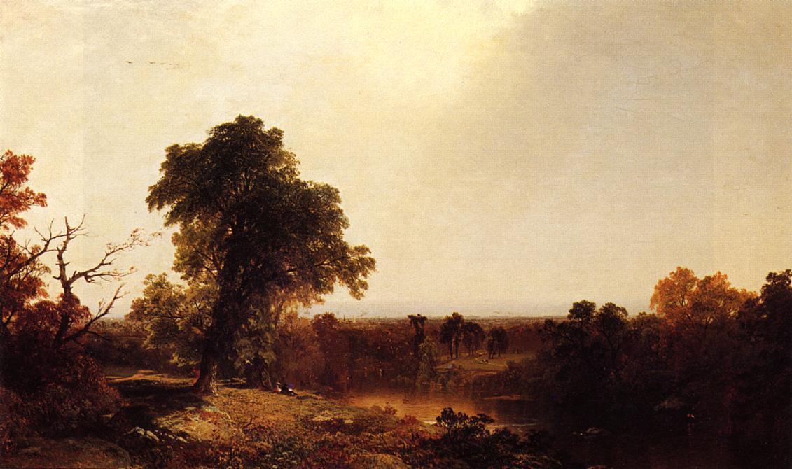 Autumnal River Landscape, vintage artwork by John Frederick Kensett, A3 (16x12") Poster Print