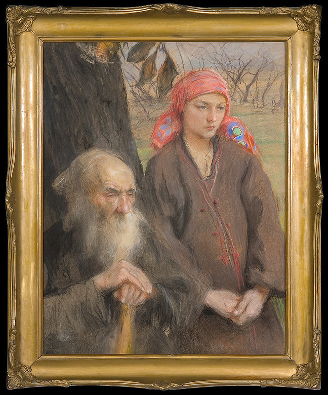 Autumn. Senility and youth, vintage artwork by Theodor Axentowicz, 12x8" (A4) Poster